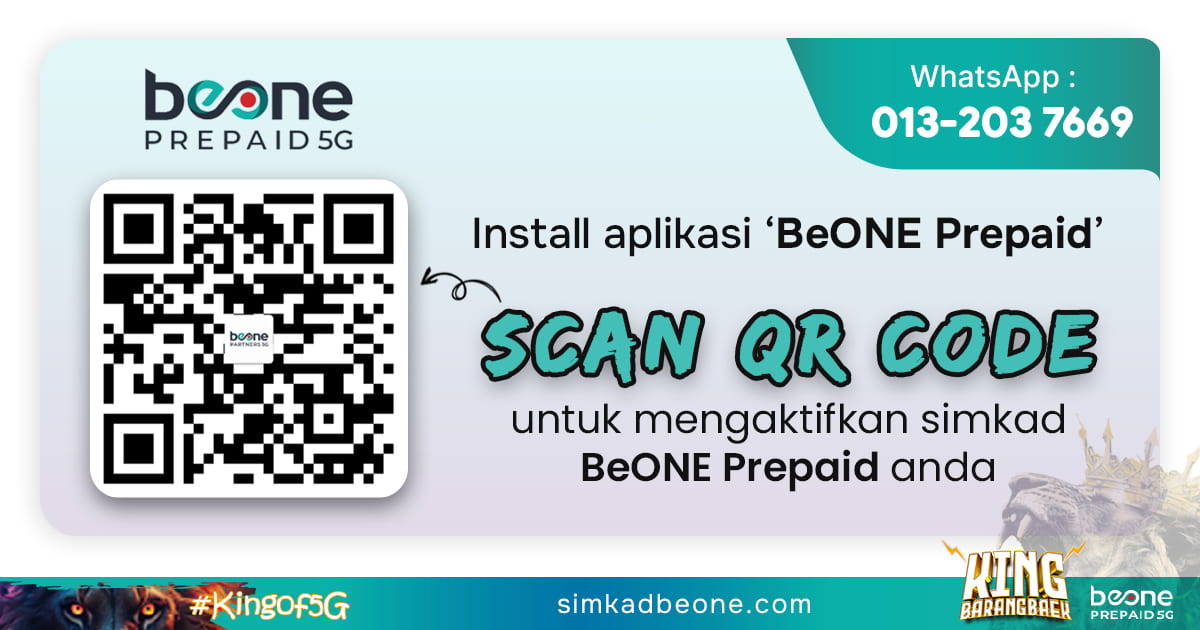 QR code agent untuk activate Simkad BeONE Prepaid